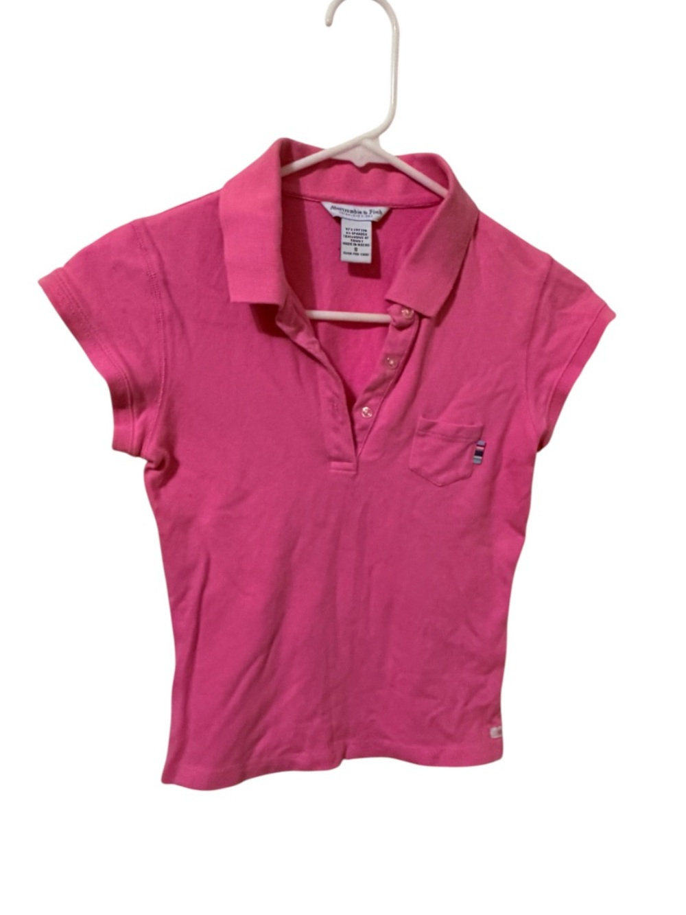 Iconic ABERCROMBIE VTG Pink Polo Shirt S  “Auth Shrunken Baby Tee” Mallcore Y2K